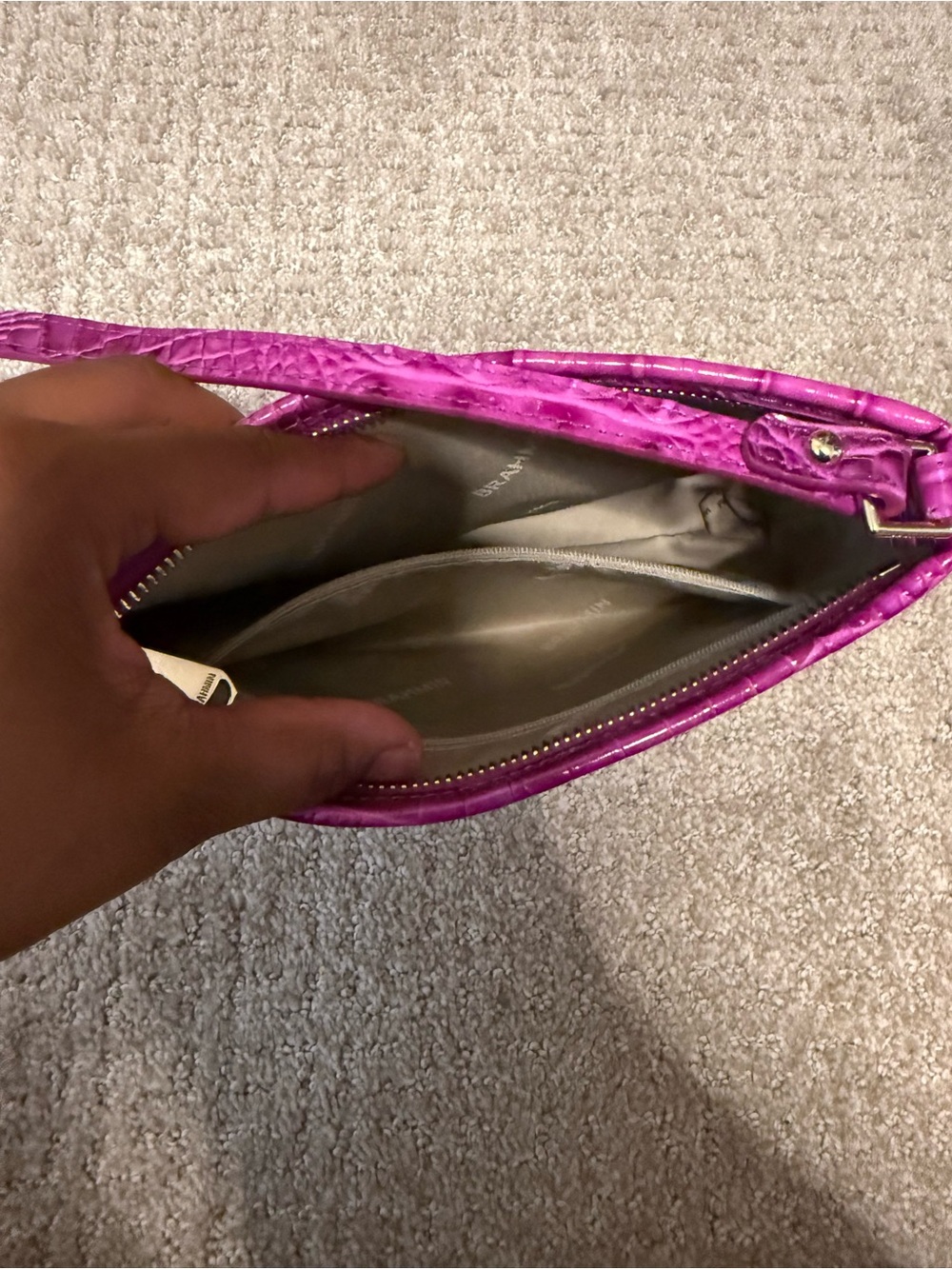 Brahmin Fuchsia Croc-Embossed Shoulder Bag - Women - Picture 5 of 5